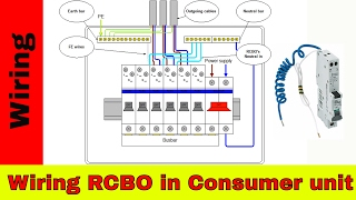 How to wire RCBO in consumer unit UK RCBO wiring [upl. by Kiona]