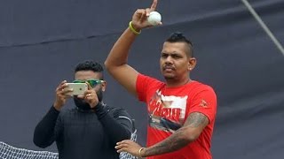 Sunil Narine bowling with a reinnovated action at the JU Campus [upl. by Lleneg]