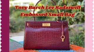 Tory Burch Lee Radziwill Small Embossed Bag Reveal and review [upl. by Madian829]