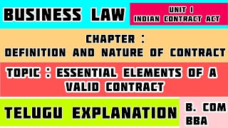 Essential elements of a Valid Contractsection 10Indian Contract Act 1872In Telugu explanation [upl. by Anoyi]