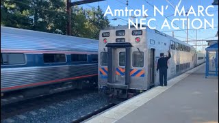 Amtrak and MARC trains at Odenton [upl. by Tiler]