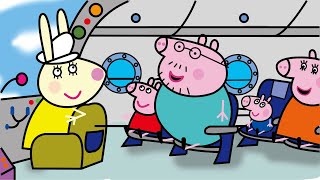 Peppa and Family Fly to America for Holiday  Peppa Pig Fanmade Coloring Story [upl. by Tsugua598]