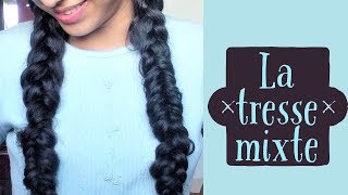 La tresse mixte  Couettes tresse épi inversée  Mixed Braids [upl. by Ramahs542]