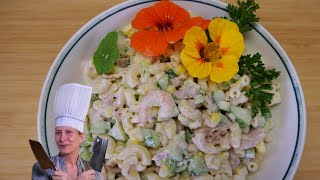 Recette de salade de pâtes crémeuse avec sauce maison🌽🍤🐟 [upl. by Ryle]