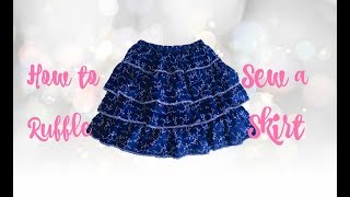 HOW TO SEW A THREE TIERED RUFFLE SKIRT SEWING FOR BEGINNERS [upl. by Lawson]