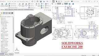 SolidWorks Tutorial 3D Modelling Exercise 200 [upl. by Llenyr]