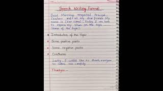 Speech writing format l Speech writing in english l speech writing l speech writing class 9101112 [upl. by Stanway]