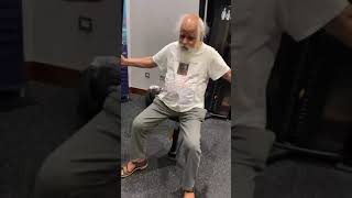 92yearold Nijjhar Jatt pressing 150lb weight I can do 180lb as well The safe side is better 1 [upl. by Jakob976]