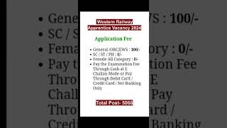 Western Railway Apprentice Vacancy 2024RRC Western Railway Apprentice Notification 2024jobs apply [upl. by Hebert16]