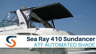 Automated Retractable Sunshade Demo on Sea Ray 410 Boat [upl. by Nueovas]