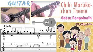 Odoru Ponpokorin  Chibi Marukochan Theme Guitar Notation  TAB [upl. by Chaker439]