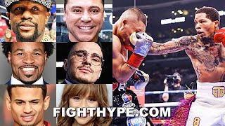 CELEBRITIES REACT TO GERVONTA DAVIS BEATING ISAAC CRUZ MAYWEATHER DE LA HOYA GARCIA PORTER MORE [upl. by Krause]