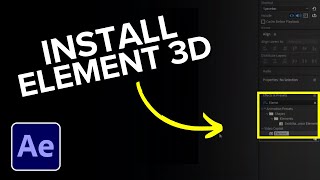 How to Install Element 3D in After Effects [upl. by Annuhsal128]