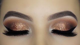 Classic Golden Glitter Eye Makeup Tutorial [upl. by Rosario391]