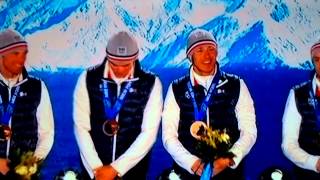 Herrarnas Stafettguld på skidor i SochiOS 2014 prisutdelning [upl. by Dis]