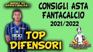 TOP DIFENSORI  CONSIGLI ASTA FANTACALCIO 202122 [upl. by Aridaj707]