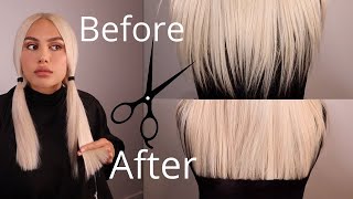 HOW TO TRIM YOUR OWN HAIR BLUNT [upl. by Trueblood]