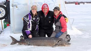 102 lb Sturgeon  Sturgeon Spearing Poygan 2020 [upl. by Andersen]