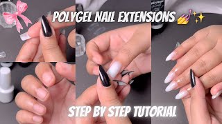 How to do polygel Nail Extensions at home🏡 Step By Step Tutorial For Polygel Nails for Beginners💅🎀 [upl. by Namialus496]