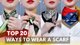 The 20 Most Popular Scarf Tie Methods  Stylish Headscarf  Wear Gilrs Necktie scarftie hijab [upl. by Odlopoel]