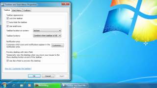 Windows 7 Tutorial 1  Changing the Taskbar Settings [upl. by Ykceb249]