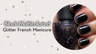 Black Multicolored Glitter French Manicure [upl. by Diba68]