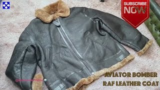 Mens Sheepskin Flying Jacket  Air force Aviator Bomber RAF Leather coat [upl. by Aelram434]