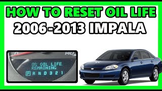 How to Reset Oil Life Monitor System  2006  2013 Chevy Impala  After Oil Change  FAST and EASY [upl. by Foy162]