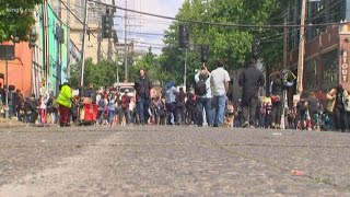 Police move barricades in Seattles Capitol Hill neighborhood [upl. by Norling]