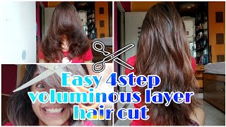 4 Step Voluminous Layer Hair Cut  DIY easy hair cut at home  Life With Piku  Priyanka Malik [upl. by Soirtimid496]