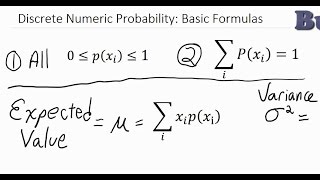 Discrete Probability Distributions Basic Formulas Expected Value Variance [upl. by Lewak]