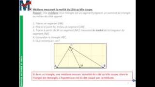 4ème  TRIANGLE RECTANGLE ET CERCLE  Médiane mesurant la moitié du côté quelle coupe [upl. by Judah942]