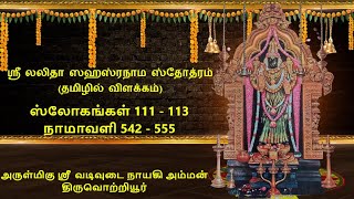 Lalitha Sahasranamam  Slokas 111113 Naamavali 542555  Explanation in Tamil [upl. by Ainotna915]