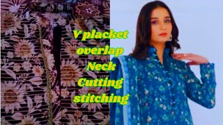 overlap neck design cutting and stitchingoverlap neck with collarplacket neck design [upl. by Mordy502]