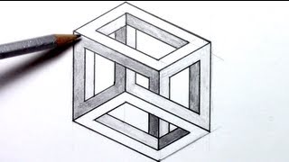 Howtodraw an Optical Illusion  Escher Cube [upl. by Marley]