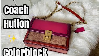 Coach Hutton Colorblock Shoulder BagHow much Can fitMonogrammed Canvass Leather [upl. by Nalyad]