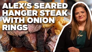 Alex Guarnaschellis Hanger Steak with Red Onion Rings  Food Network [upl. by Korey979]