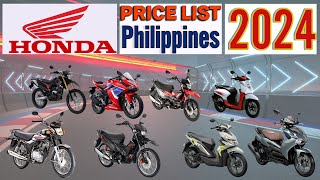 Honda Motorcycles Price List in Philippines 2024 [upl. by Bronnie]