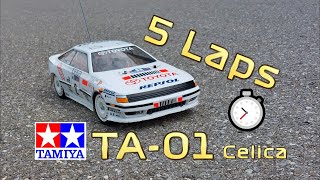 🏁 5 Laps  Tamiya Toyota Celica GT4 TA01  58096 1991  Vintage style [upl. by Kirtap]