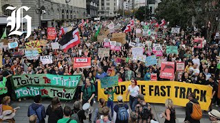 Auckland Protest Thousands march against Fasttrack Approvals Bill in Aotea Square  NZH [upl. by Ym]