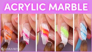 How to Marble Acrylic 💅🏼 Marbled Nails 💕Acrylic for Beginners [upl. by Erdnaet]