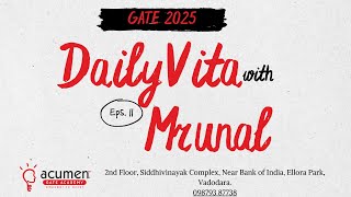 DailyVita with MrunalEpisode  11GATE 2025Concepts through QuestionsEngineering Mathematics [upl. by Rekcut725]