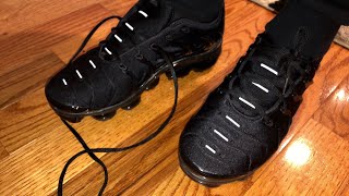 How I Lace The Nike VaporMax Plus  quotTriple Blackquot shecallsmejuvi [upl. by Yesdnil2]