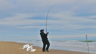 Winter Surf Fishing for Pompano  Landed PB Pompano Fishing [upl. by Suoiradal]