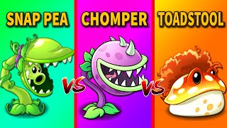 SNAP PEA vs CHOMPER vs TOADSTOOL  PvZ 2 Plant VS Plant [upl. by Nnylyma]