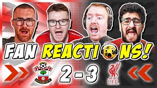 LIVERPOOL FANS RELIEVED 😅 REACTION TO SOUTHAMPTON 23 LIVERPOOL  PREMIER LEAGUE FAN REACTIONS [upl. by Inaffyt]