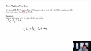 Module 5 Video 4  Receivables  Writing off Receivables  Problem 54A [upl. by Ettevy]