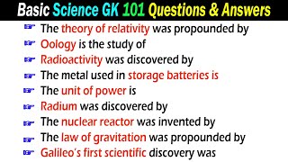 101 Basic Science GK Questions and Answers in English  Science General Knowledge Questions Answers [upl. by Radferd]