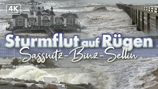 Sturmflut auf Rügen  201023 Sassnitz Binz Sellin [upl. by Monique640]