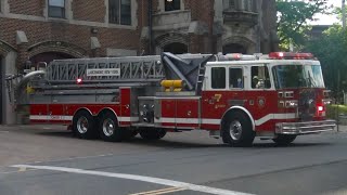 Larchmont Fire Department Engine 35 amp Tower Ladder 7 Responding [upl. by Ecilayram]